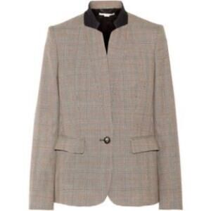 Stella McCartney Glen Plaid Wool Stand Collar Blazer Size EU40 / US4
